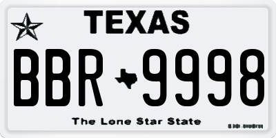 TX license plate BBR9998