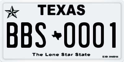 TX license plate BBS0001
