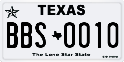 TX license plate BBS0010