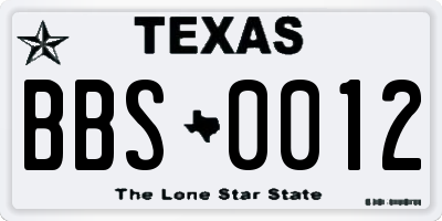 TX license plate BBS0012