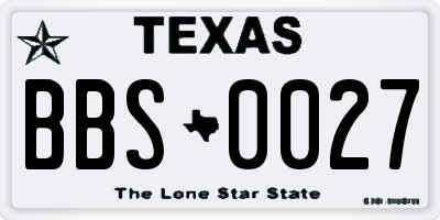 TX license plate BBS0027