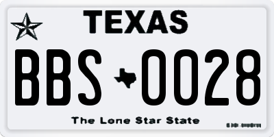TX license plate BBS0028