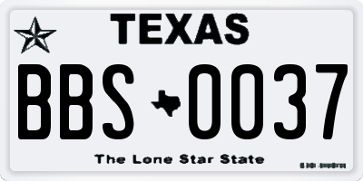 TX license plate BBS0037