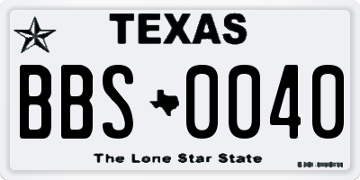TX license plate BBS0040