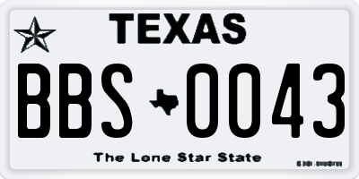 TX license plate BBS0043
