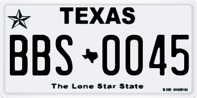 TX license plate BBS0045