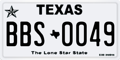 TX license plate BBS0049