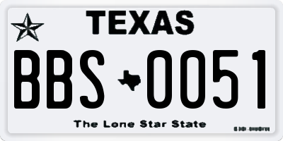 TX license plate BBS0051