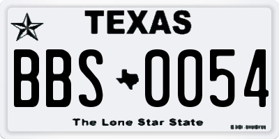 TX license plate BBS0054