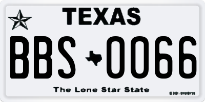 TX license plate BBS0066