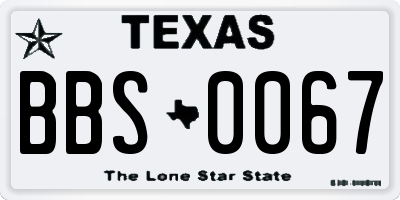 TX license plate BBS0067