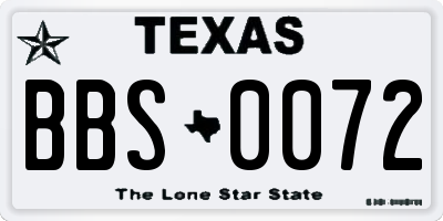 TX license plate BBS0072