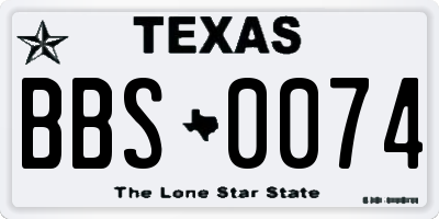 TX license plate BBS0074