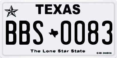 TX license plate BBS0083