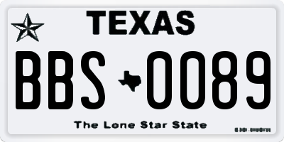 TX license plate BBS0089
