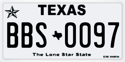 TX license plate BBS0097