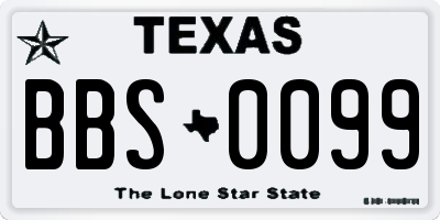 TX license plate BBS0099