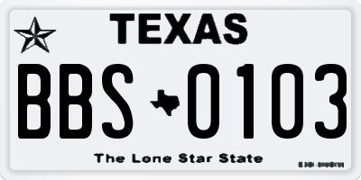 TX license plate BBS0103