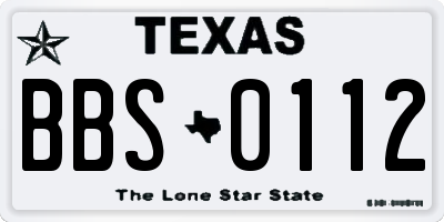 TX license plate BBS0112