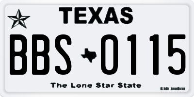 TX license plate BBS0115