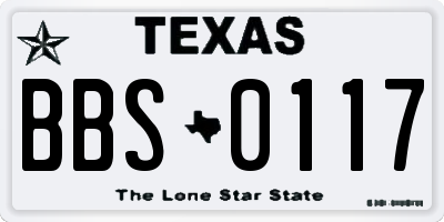 TX license plate BBS0117