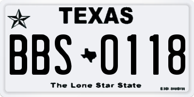 TX license plate BBS0118