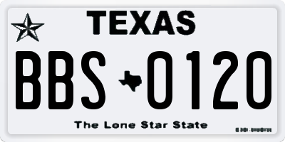 TX license plate BBS0120