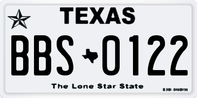 TX license plate BBS0122
