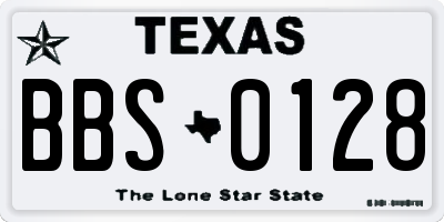 TX license plate BBS0128
