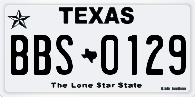 TX license plate BBS0129