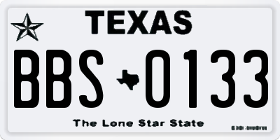 TX license plate BBS0133