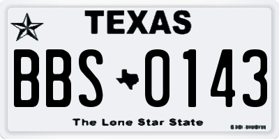 TX license plate BBS0143