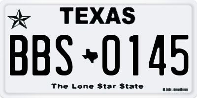 TX license plate BBS0145