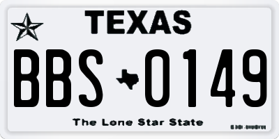TX license plate BBS0149