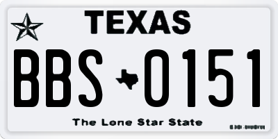 TX license plate BBS0151