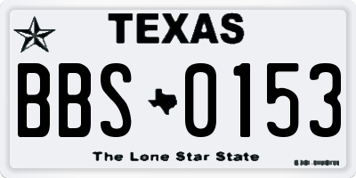 TX license plate BBS0153