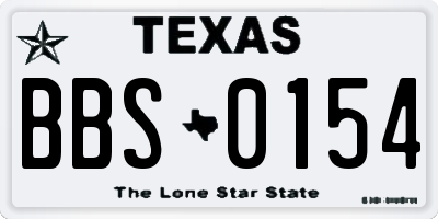 TX license plate BBS0154
