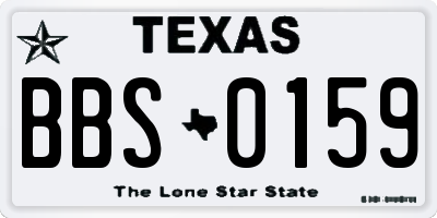 TX license plate BBS0159