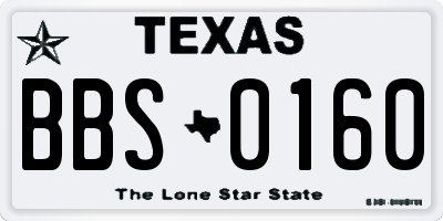 TX license plate BBS0160