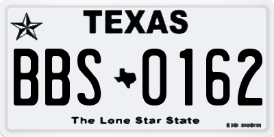 TX license plate BBS0162