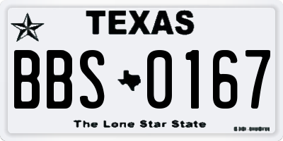 TX license plate BBS0167
