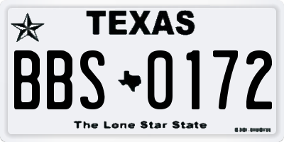 TX license plate BBS0172