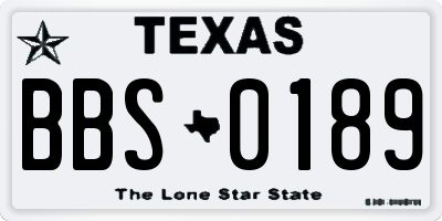 TX license plate BBS0189