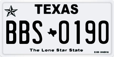 TX license plate BBS0190