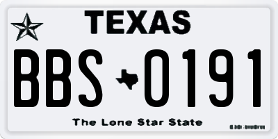 TX license plate BBS0191
