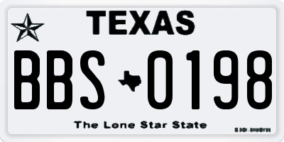 TX license plate BBS0198