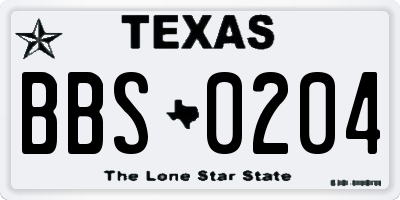 TX license plate BBS0204