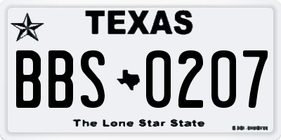 TX license plate BBS0207