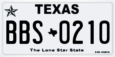 TX license plate BBS0210