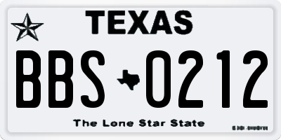 TX license plate BBS0212